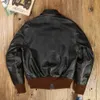 Мужская кожаная искусственная подделка Yrretro Classic A2 Type Horsehide Coatvintage US Air Force Подличная кожаная куртка Bomberrider ткань 230217