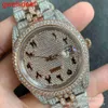 Wristwatches Luxury Custom Bling Iced Out Watches White Gold Plated Moiss anite Diamond Watchess 5A high quality replication Mechanical 8O8W
