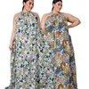 Robes de grande taille robe de plage Floral été femmes Maxi licou dos nu vêtements de détente ample longue goutte en gros