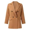 Women's Suits Women Solid Shacket Long Sleeve Button Down Collared Shirt Jacket Tops With Pockets Blazer Casual Retro Jumper Autumn Spring