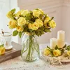 Fleurs décoratives Rose artificielle ne se décolore pas, Simulation de fleurs, artisanat d'arrangement à 2 têtes