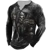 Men's T-Shirts Vintage Cotton Skull Men 3d Gothic Biker Long Sleeve Oversized ops ee Man Clothing Punk Streetwear 230217