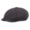 Berets Men Octagonal Hats Британские художники Retro Sboy Caps Herringbone Flat Hip Hop Gorrasbonnet Luxe