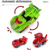 Action Toy Figures EBOYU Dinosaur Car Toys Transformable Dinosaur Car Pull Back Car Toy Electric 360°Spin with Light Music Action Walking for Kids 230217