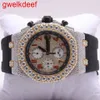 Wristwatches Luxury Custom Bling Iced Out Watches White Gold Plated Moiss anite Diamond Watchess 5A high quality replication Mechanical DFMF 6AH6