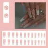 False unhas 24pcs dicas de unhas falsas artificiais com design destacável Pressione em peças de peças de caixão longo do caixão