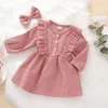 Vestidos de meninas Ma bebê 6m5y Spring Autumn Children Corduroy Corduroy Vintage Ruffles de manga longa Tutu para 230217