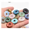 Charms 25Mm Assorted Natural Stone Crystals Gogo Donut Rose Quartz Pendants Beads For Lucky Jewelry Making Whole Drop Delivery Findi Dhgxe