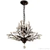 Ilumina￧￣o de lustre de cristal de luxo Filial preto fosco Crystal Flower Metal Chandelador de Flush para Villa Hotel Room de sala de jantar Sala de jantar