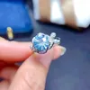 Кластерные кольца 2023 EST Blue Topaz Ring 8x8 мм натуральные драгоценные камни.