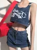 Женские спортивные костюмы Лето y2k одежда с высокой талией корейские модные джинсы юбки устанавливают женские эстетики хараджуку для джинсовых рубашек готика