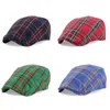 Cotton Check Beret Men Green Navy Plaid Flat Caps Newsboy Hat Male British Vintage Berets Cap Spring Summer Women Driver Ivy Cap