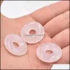 Charms 25Mm Assorted Natural Stone Crystals Gogo Donut Rose Quartz Pendants Beads For Lucky Jewelry Making Whole Drop Delivery Findi Dhgxe