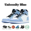 مع مربع 1 أحذية كرة السلة للرجال نساء 1S مصمم حذاء حقيقي الأزرق 85 أسود أبيض شيكاغو جامعة الأزرق الخفيف الدخان الرمادي UNC Mens Sheals Sneakers