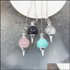 Pendant Necklaces Natural Rose Quartz Labradorite Pendum For Dowsing Divination Round Beads Stone Crystal Cone Pendants Pendos Jewel Dhzwo