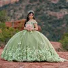 Luksusowe zielone sukienki Quinceanera 2023 Charro Florals Ball suknia balowa sukienka maskarada Słodka 16 -letni przyjęcie urodzinowe Vestidos de xv vestido de 15 anos quinceanera