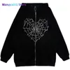 wangcai01 herr hoodies gothic harajuku vrouwen hoodie spinneweb tryck koreansk jogging tröja y2k goth vinatge tröja vrouwen kding voor våren 0217h23