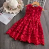 Vestidos de meninas brancos de verão de verão de verão sem coroa de casamento de nobreza, vestido de bola de noite tutu, vestido de crianças florais para pano de menina 230217