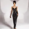Casual Dresses Elegant Bow Tie Strap Hollow Out Long Dress Fashion Sexy Sleeveless V Neck High Waist Corset Halter Cocktail Party Evening