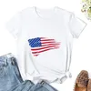 Camisetas femininas Camisa feminina American Flag camisa Independência Dia Casual Casual Tshirts Tshirts Crew Neck Streetwear Tops