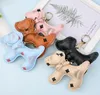 5style Creativity Cute Dog Car Keychain Bag Pendant Charm Jewelry Keyring Holder for Men Fashion PU Leather Flower Grid Design Metal Key Chain Accessories