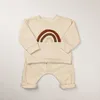 Clothing Sets Europe Baby Cotton Kintting Clothing Sets Kids Boys Girls Spring Clothes Loose Tracksuit Pullovers TopsPants 2PCS Outfits 230217