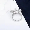 Anelli a grappolo Di tendenza Dolce Fiocco Anello Zirconi Per donna Lussuoso Confidente Galvanizzato Platino San Valentino Regalo Feste Rete