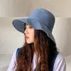 ワイドブリム帽子の色利用可能なファッションカジュアルソリッドキャップ気質女性屋外日焼け日焼け止めのかわいいデニムフレッシュバケツハット