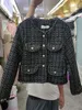 Jackets femininos Moda coreana Pequena fragrância Tweed Jaqueta de lã Chaco