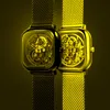 Нарученные часы CIGA Design Design Skeleton Men Watch квадратные часы роскошные сапфировые стеклянные автоматические механические черные серебро для подарочных часов