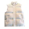 Erkek yelek beyaz yelek ceket moda giyim sonbahar kış pamuk yastıklı kolsuz ceketler düz renk sıcak kalın yelek 230217