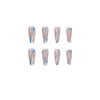 False Nails 24pcs Blue White Wavy Lines Detachable Long With Design Wearable Fake Full Cover Nail Tips