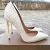 Kledingschoenen tikicup witte odile-effect vrouwen sexy patroon stiletto hoge hakken 12 cm 10 cm 8 cm maat lady pointy pumps chic feestschoenen l230216