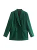 Pantaloni da donna a due pezzi Donna elegante blazer dritto verde scuro abiti autunno femminile solido basic coordinato set da donna a vita media 230216