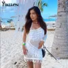 Casual Dresses Yiallen Autumn New Fashion Sexy See Through One Shoulder Tassel Mini Bodycon Dress Women Y2K Streetwear Beach Club Night Dress Z0216