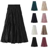 Rokken dames mode solide losse casual geplooide half rok glad petticoat dames kant ondertunkirt #45