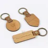 Cherry Wood Keychain Charms remmar Trä lyxiga PU -läderlasergraverade bilnyckelkedjor Promotion Metal Keyrings Träblom ringkedja i lagerprodukter