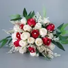 Decorative Flowers Wedding Bride Bouquet Bridesmaid Hand Tied Artificial Diamond Flower Decor Home Holiday Party Supply Floral Valentine