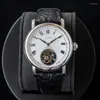 Sugess Wristwatches Luxury Tourbillon Watch Seagull ST8000 Movement Mechanical Mens Watch Calendar Business Watches豪華なワニ革