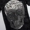 Designer Philip Plein T-shirt Brand Designer Tshirt Spray Letter Kortärmad Summer Mens and Womens Tees T Shirt Rhinestone Skull Men 4364