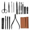 Kits d'art d'ongle 16 pièces sac pliant Clipper ensemble pratique coupe-ongles Kit de ciseaux multifonction acné aiguille oreille Pick pince à épiler