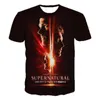 Camisetas masculinas TV SUPERNATURAL 3D T-shirt drama de terror masculino Homens crianças moda moda casual stretwear calpão curto tampes de manga curta