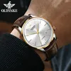 Luxe horloge automatische polshorloges beweging Zwitsers geïmporteerd horloge ultradunne mechanische zakelijke waterdichte kalender saffier lederen band polshorloge