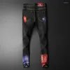 Jeans masculinos 2023 graffiti pintura de spray Designer de jeans personalizado Pantalones vaqueros homens jean calca masculina