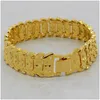 Chaîne Lien Dubaï Bracelet Pour Hommes Femmes Or 24K Couleur Largeur 21Cm 16Mm Hiphop Éthiopien/Africain/Arabe Jewelrylink Drop Delivery Jewel Dhouh