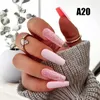 Valse nagels 24 -stcs/doos matte glitterontwerp ballerina neppers op de Franse kist vol nagel nagel tips met jelly lijm