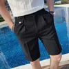 Shorts Masculino 2022 Roupas de Marca Estilo Britânico Lazer de Verão para Homens Shorts de Negócios Masculino Slim Fit Pure Color Terno Shorts Plus Size 2936 Z0216