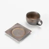 Mugs 160ml Japanese Vintage Ceramic Coffee Cup Handmade Coarse Pottery Rust Glaze Tea Milk Afternoon Mug With Saucer