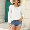 Frauenblusen Damen Crew Neck Chiffon Bell Langarm Tops für Frauen kausale lose Hemdtunika