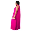 夏の女性カジュアルノースリーブプラスサイズのドレスシフォンホルターネックプリーツルーズロングマキシドレス